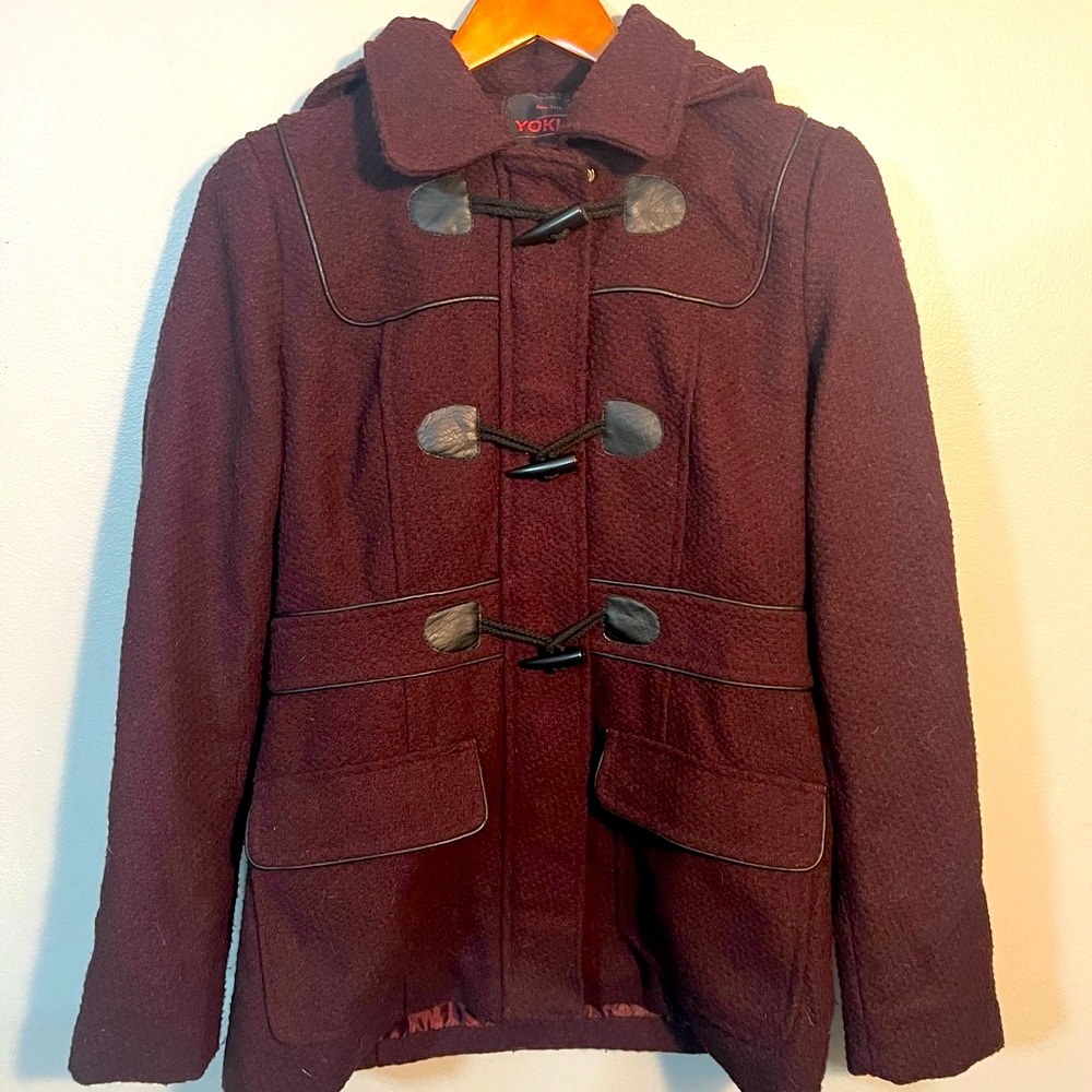 Yoki Maroon Toggle Coat